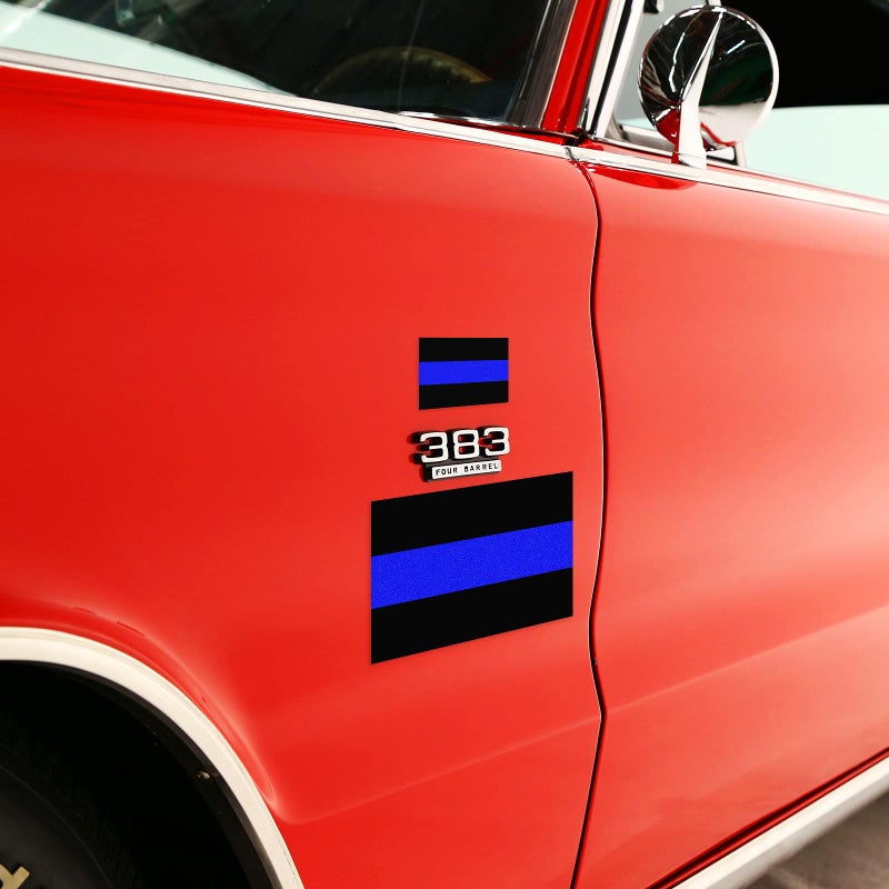 Creatrill Reflective Police Thin Blue Line Bumper Decals (2 Pack, 4" x 2.6") & License Plate Vinyl Stickers (4 Pack, 1.5" x 1") Bundles Compatible with Cars & Trucks, Window, Honoring Police Law Enforcement - Image 3